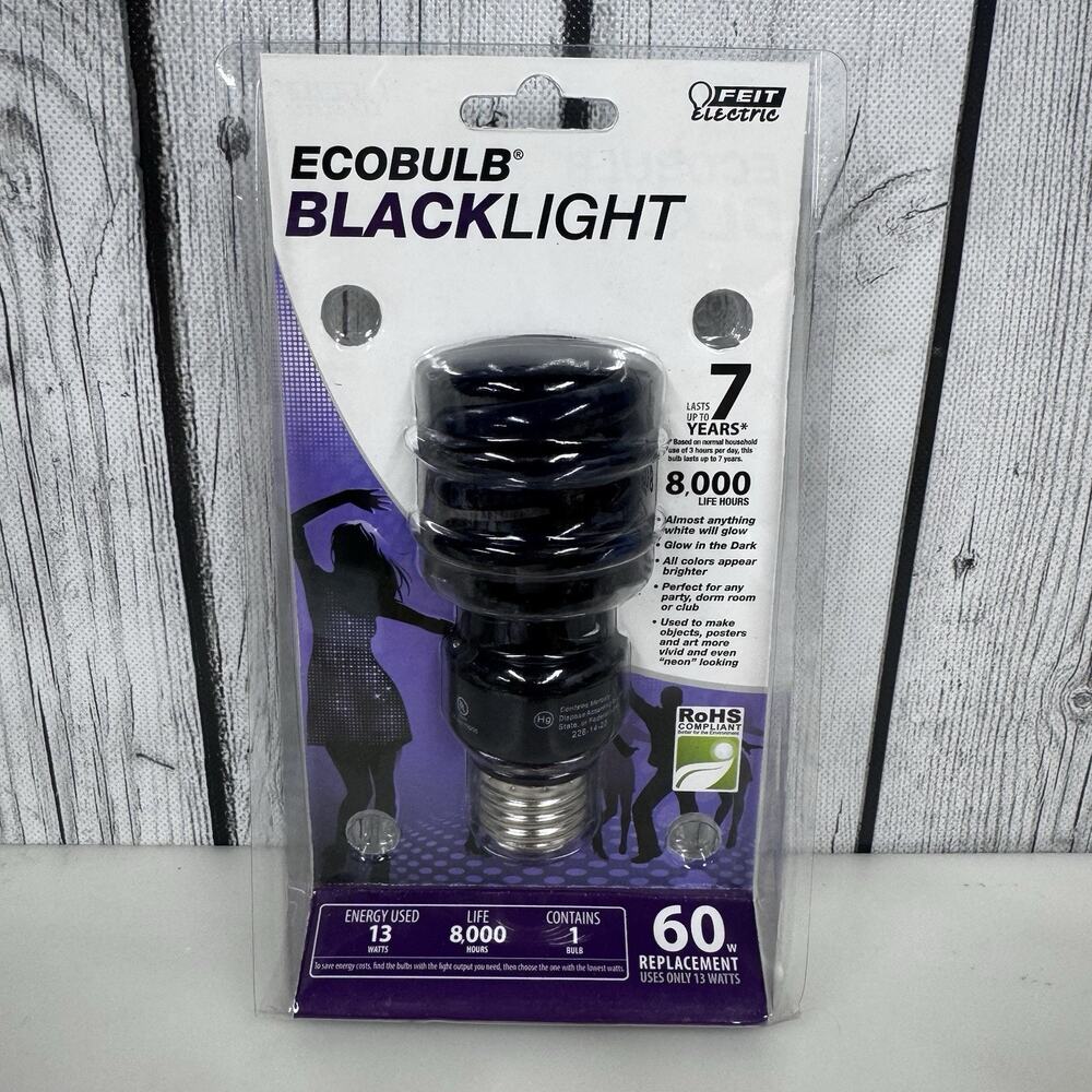 Feit Electric Ecobulb Black Light Bulb 60W/13W 7 Year Life - New in Pack